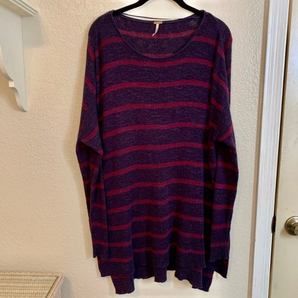 🎉 last chance🎉 FREE PEOPLE Oversized Striped Tunic Sweater XS - Picture 1 of 7